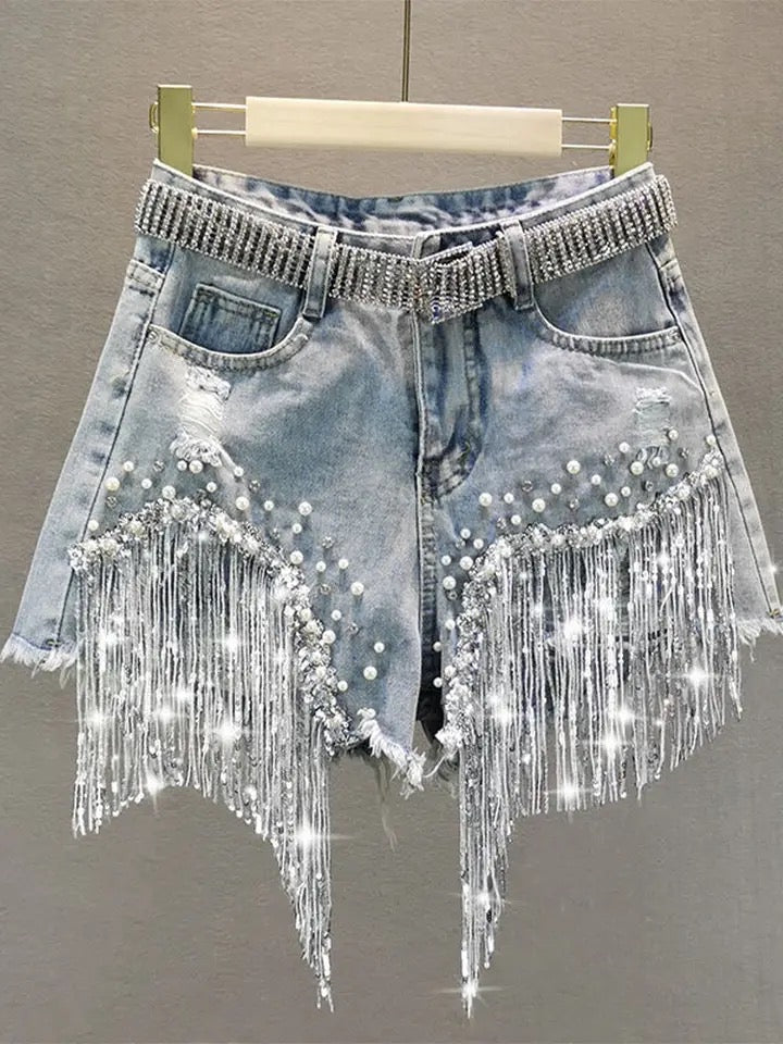 Fringe Denim Short