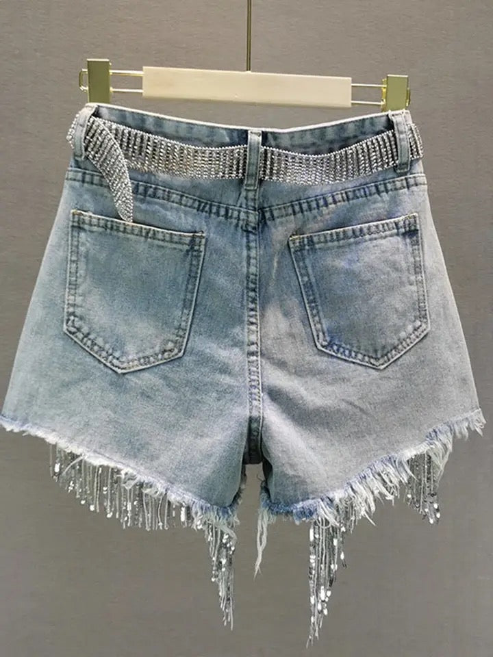 Fringe Denim Short