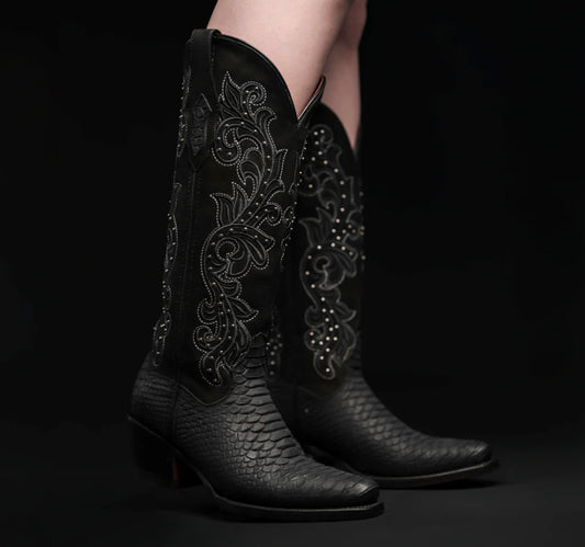 WOMEN'S BLACK WIDOW PYTHON TRIBUTE MIDNIGHT SNIP TOE